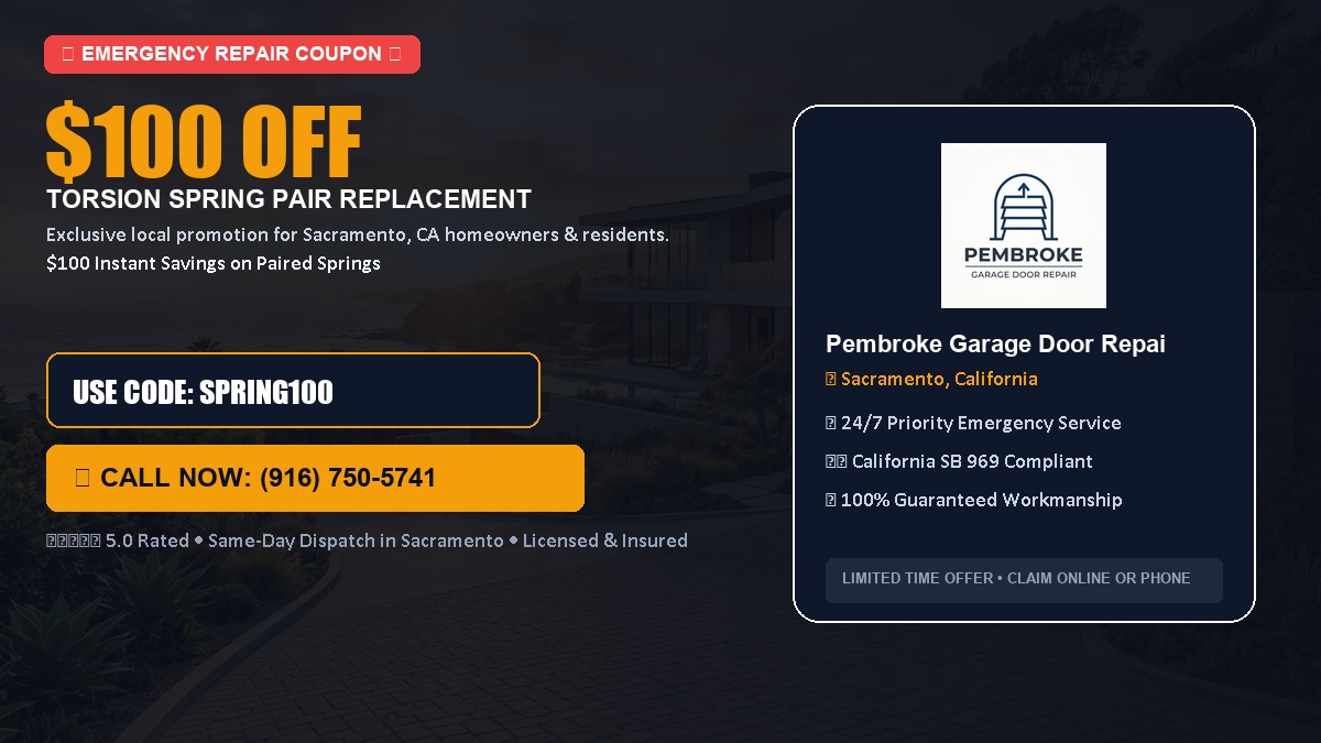 $100 OFF Heavy-Duty Torsion Spring Pair Replacement in Sacramento, CA